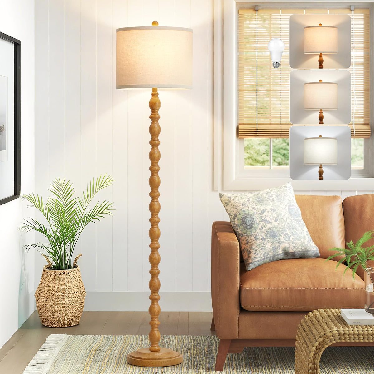 Luvkczc 62-inch rustic floor lamp base with weighted stability.