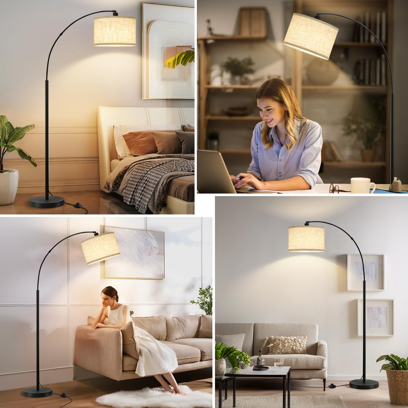 Luvkczc arc lamp with 9W LED bulb included for immediate use.