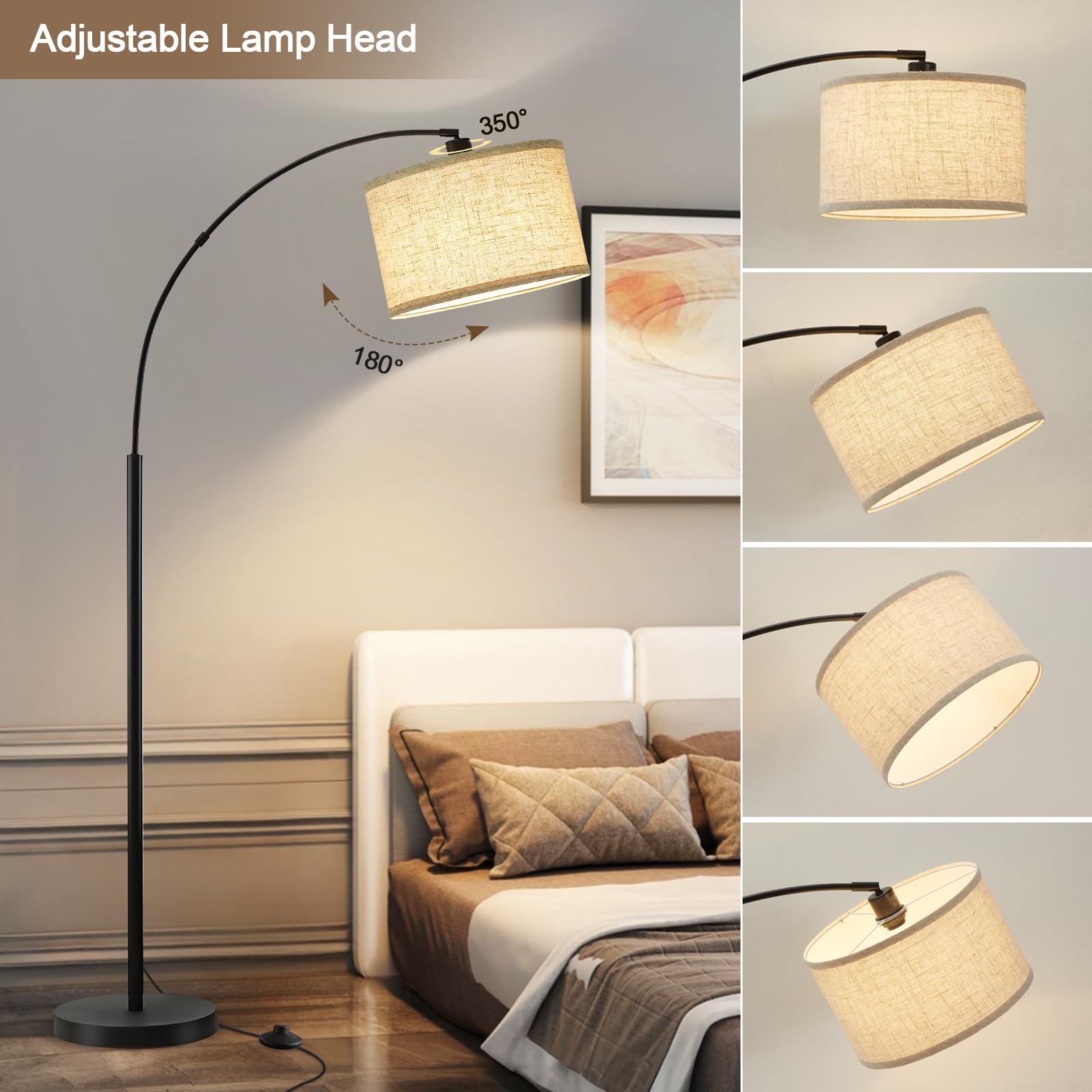Luvkczc arced lamp shade angle for versatile ambient light.