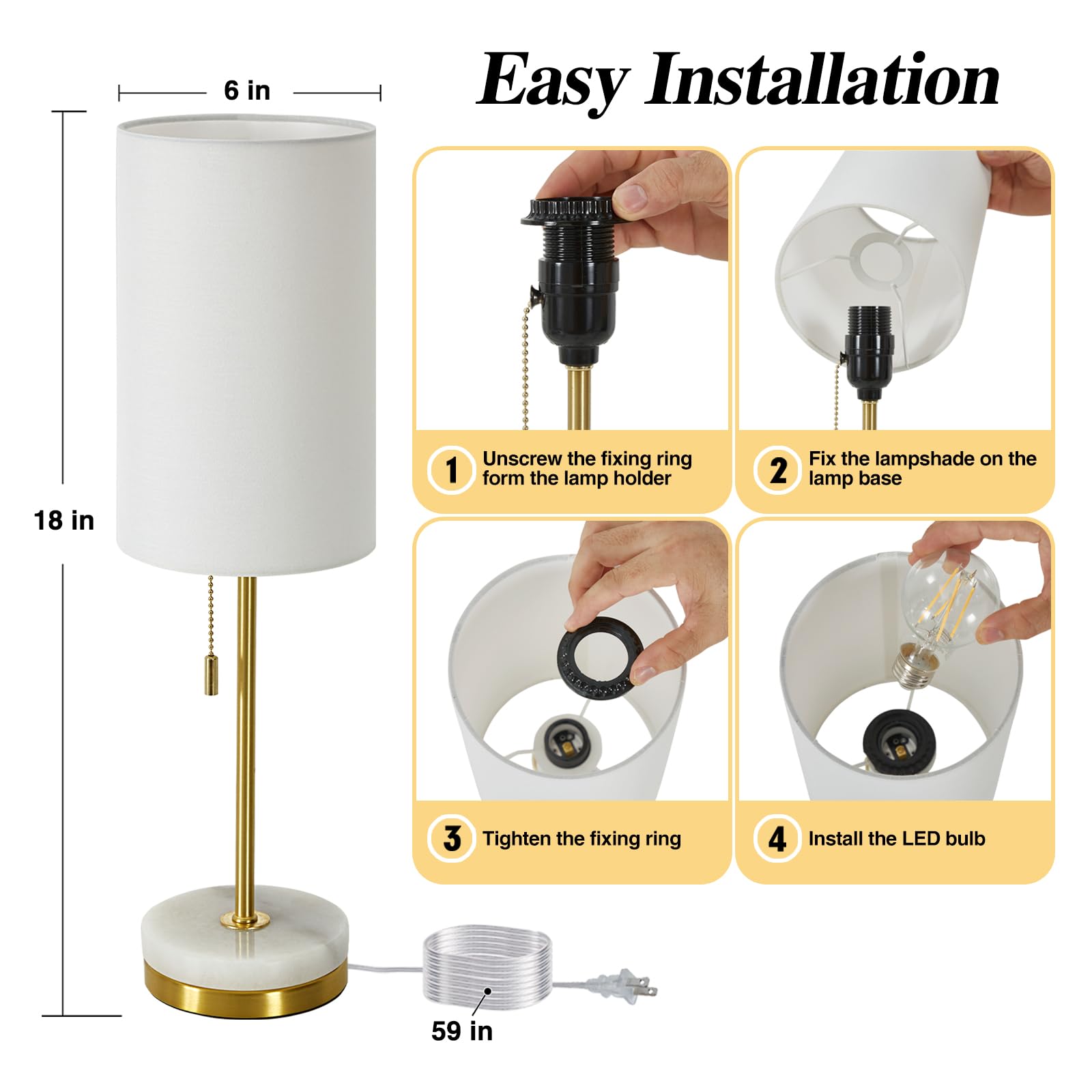 Luvkczc bedside lamp with pull chain, close-up, easy bedside operation.