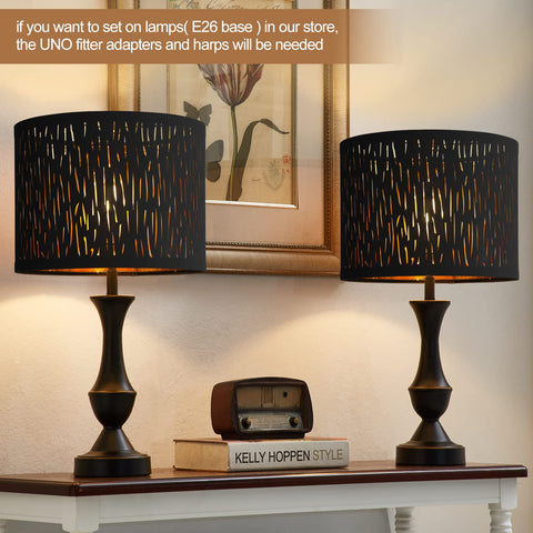 Luvkczc black drum lampshade shows natural linen texture for warm ambience