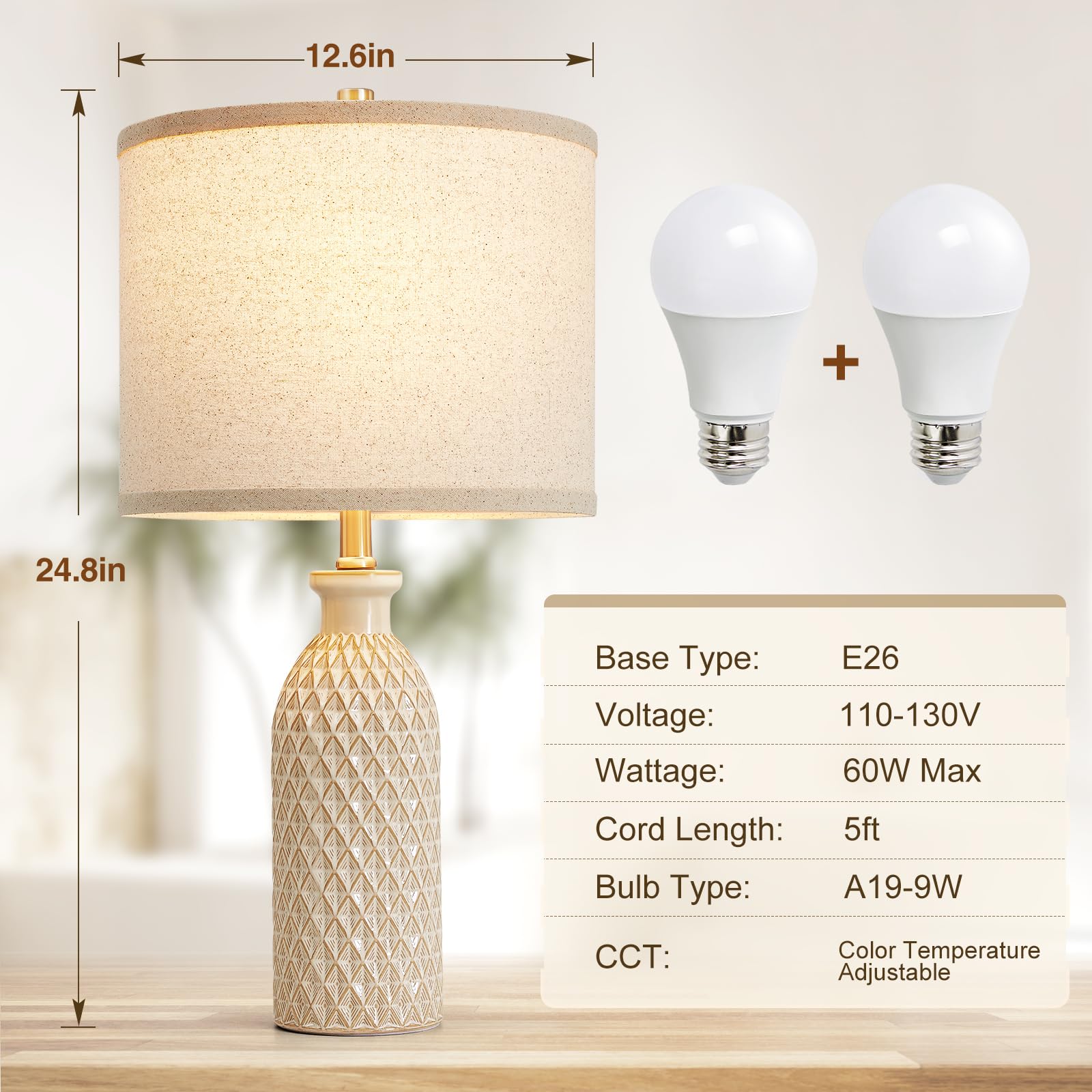 Luvkczc ceramic bedside lamp closeup showing textured finish and craftsmanship.