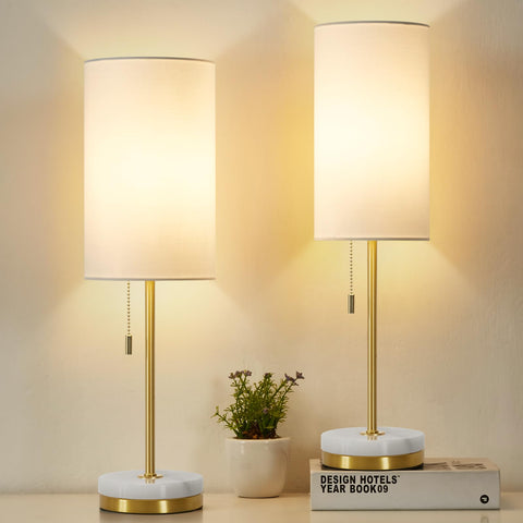 Luvkczc desk lamp set with marble base and gold finish, front view, ideal for focused tasks.