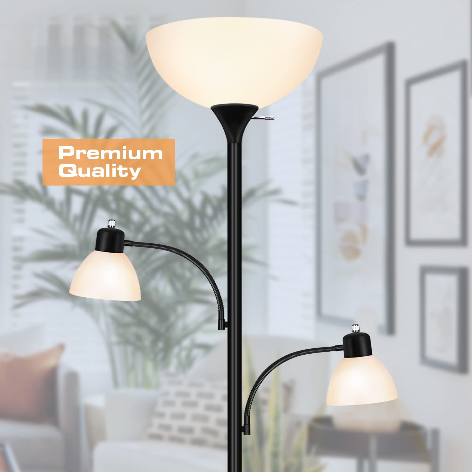 Luvkczc floor lamp with 3 bulbs included brightens a reading nook.