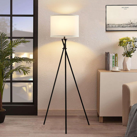 Luvkczc floor lamp 61-inch tall tripod with white shade for spacious living rooms.