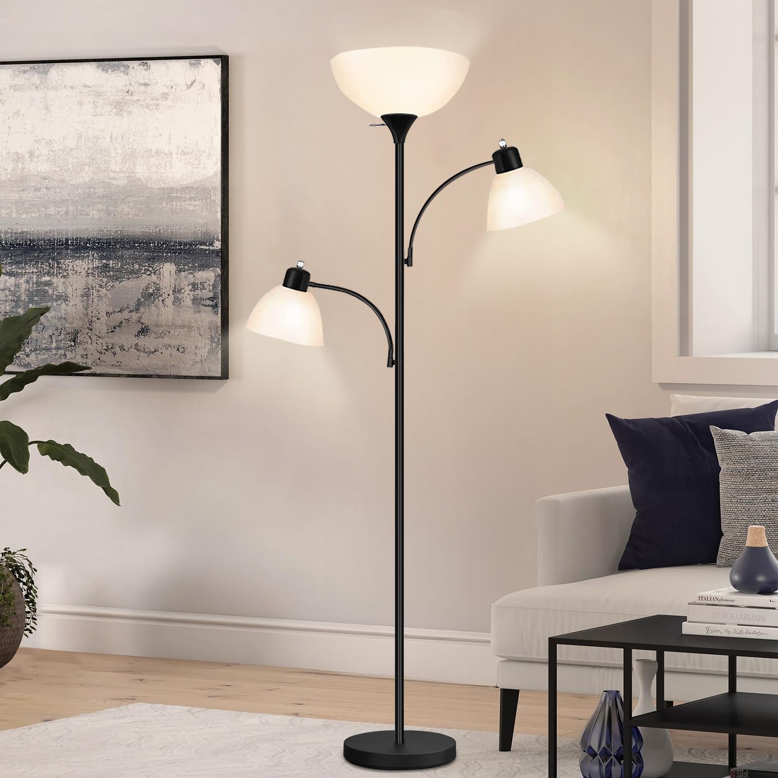 Luvkczc floor lamp 72-inch torchiere in black tree enhances ambient lighting.