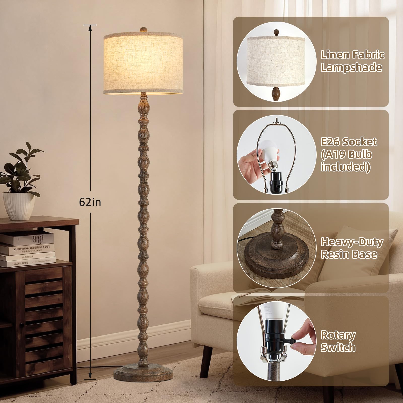 Luvkczc floor lamp with adjustable color temperature creates cozy evenings.