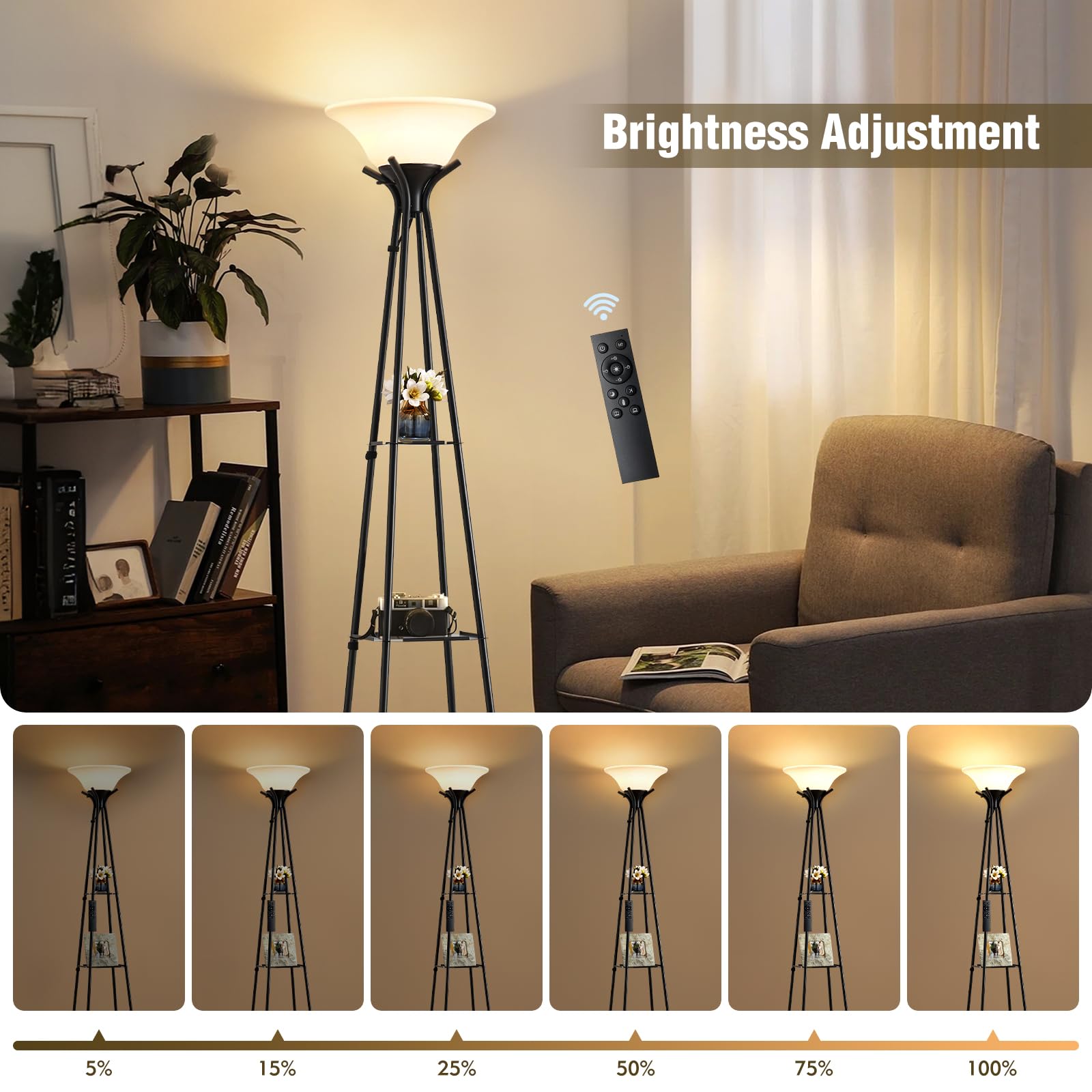 Luvkczc floor lamp color temperature 3000K–6000K for warm to cool ambience.