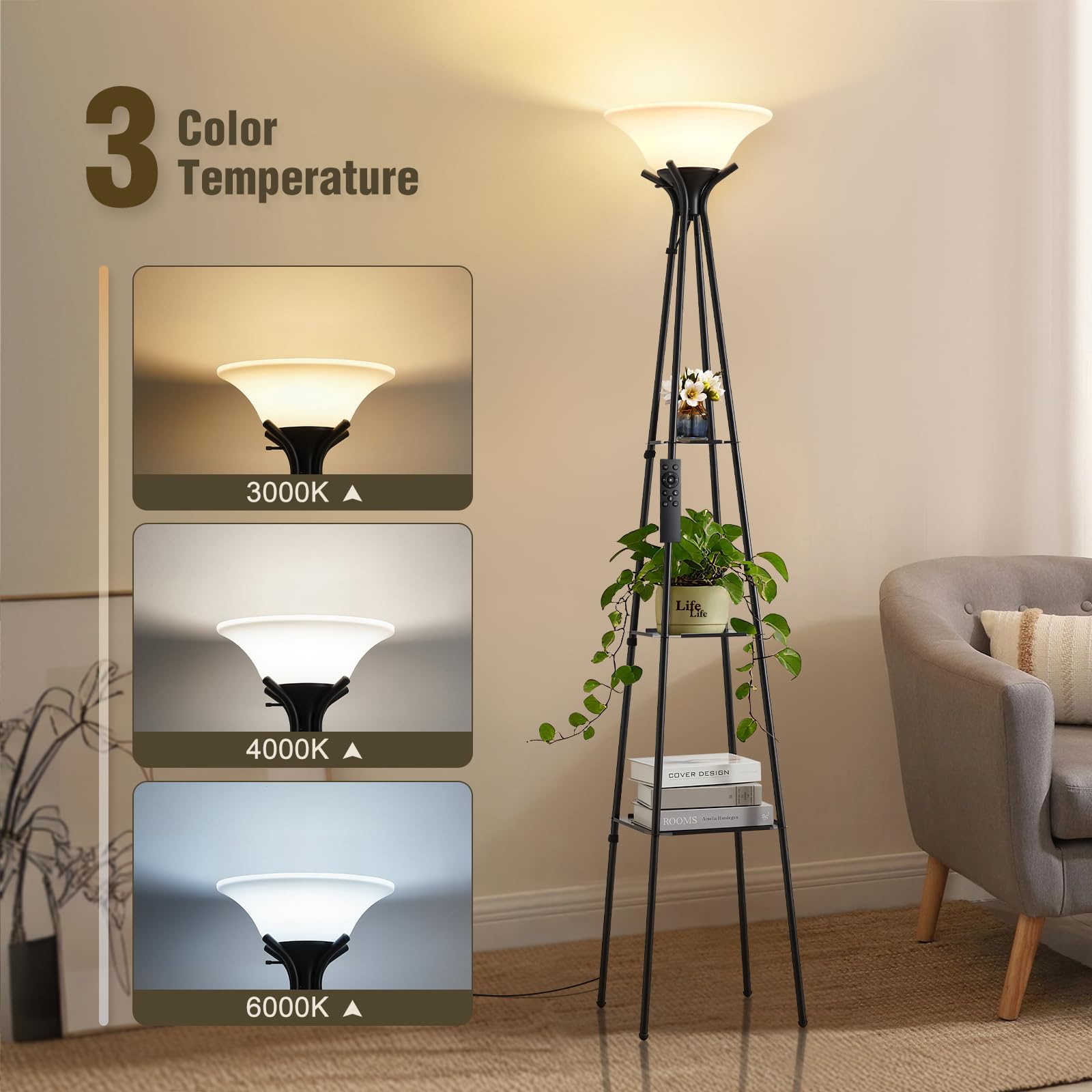 Luvkczc floor lamp dimmable lighting from 5% to 100% for any mood.