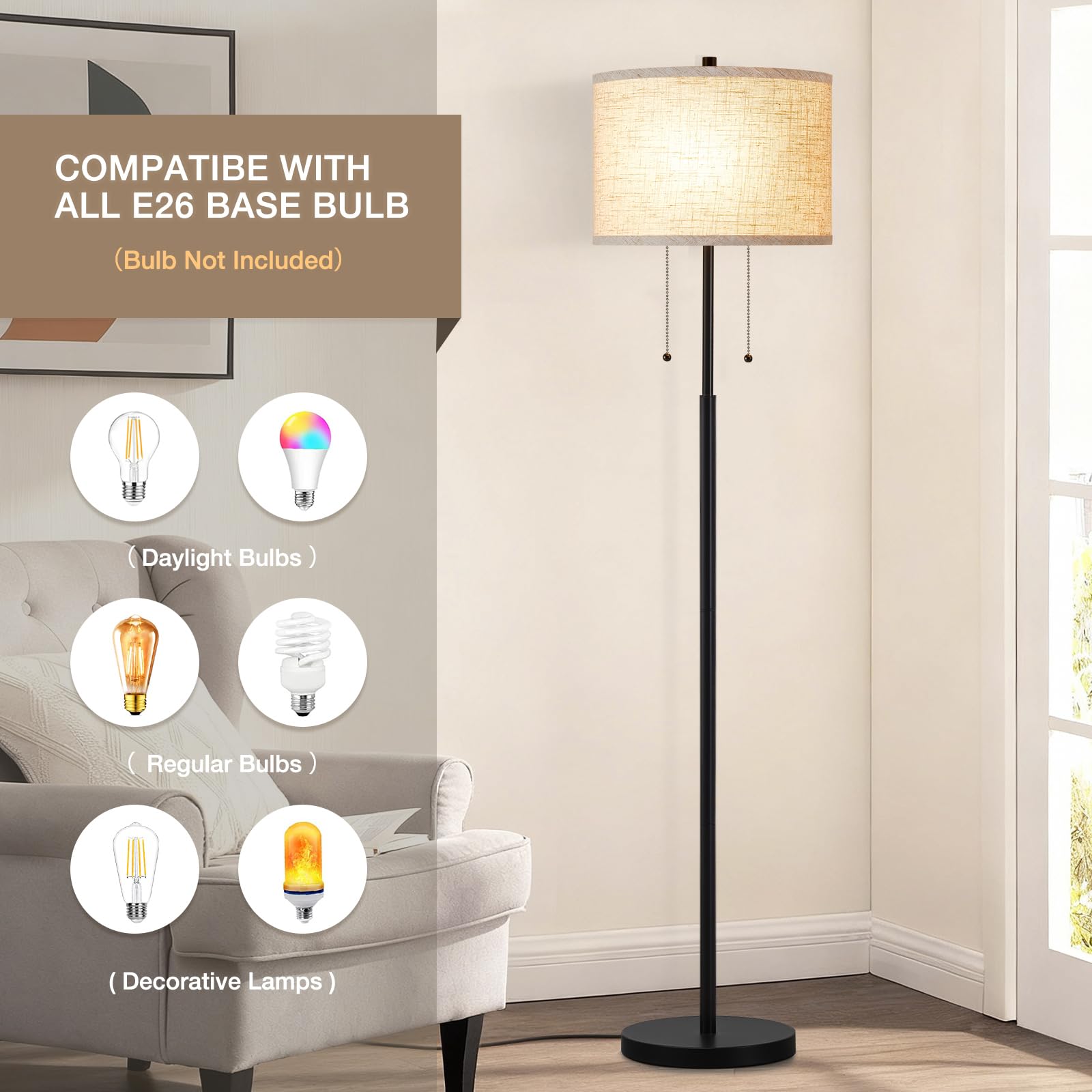 Luvkczc floor lamp with gold-brushed pole design in a modern space