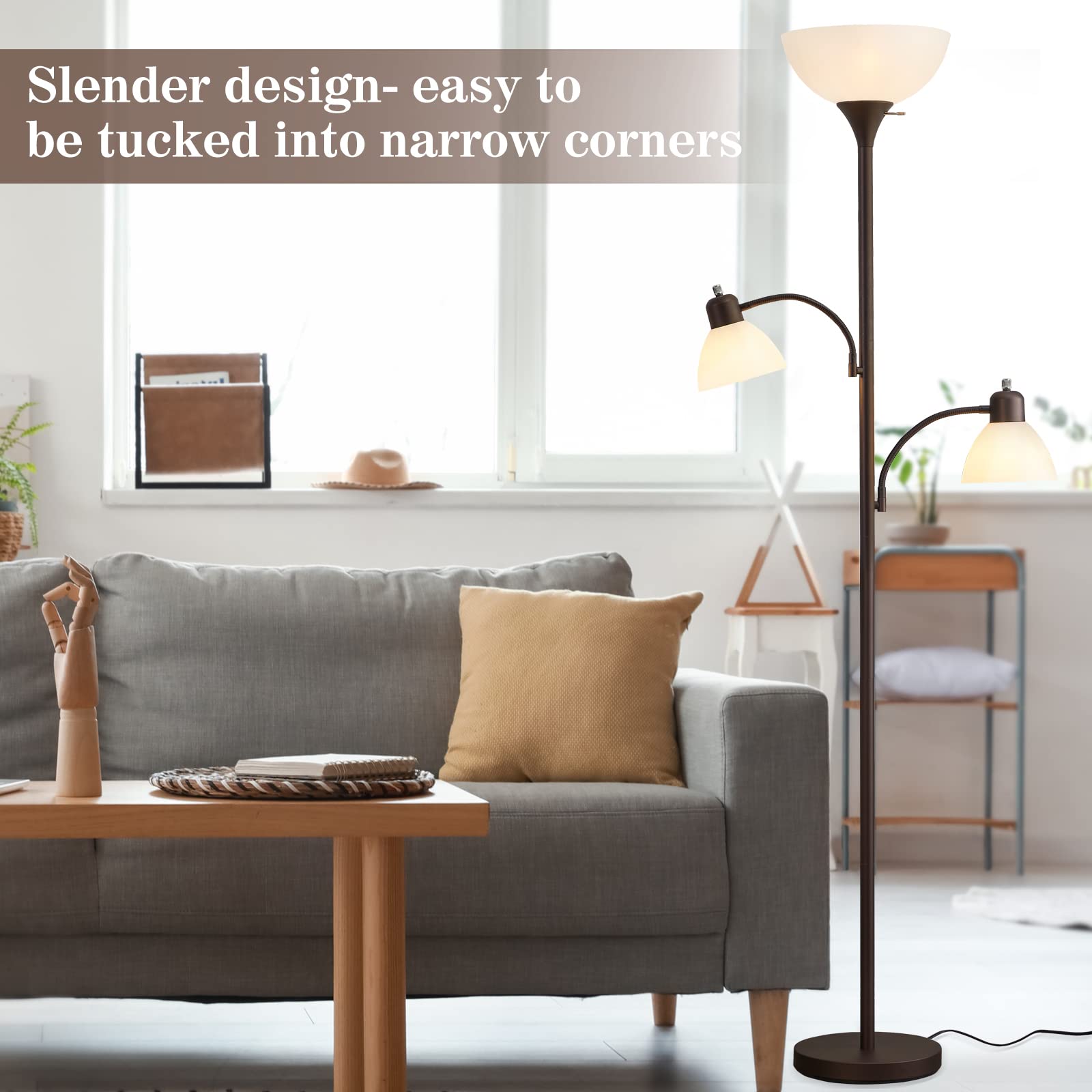 Luvkczc floor lamp with independent switches to tailor brightness by area