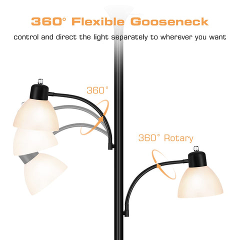 Luvkczc floor lamp independent switches allow customizable brightness.