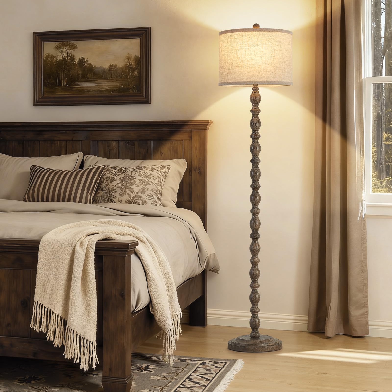 Luvkczc linen shade delivers soft glare-free light for reading.