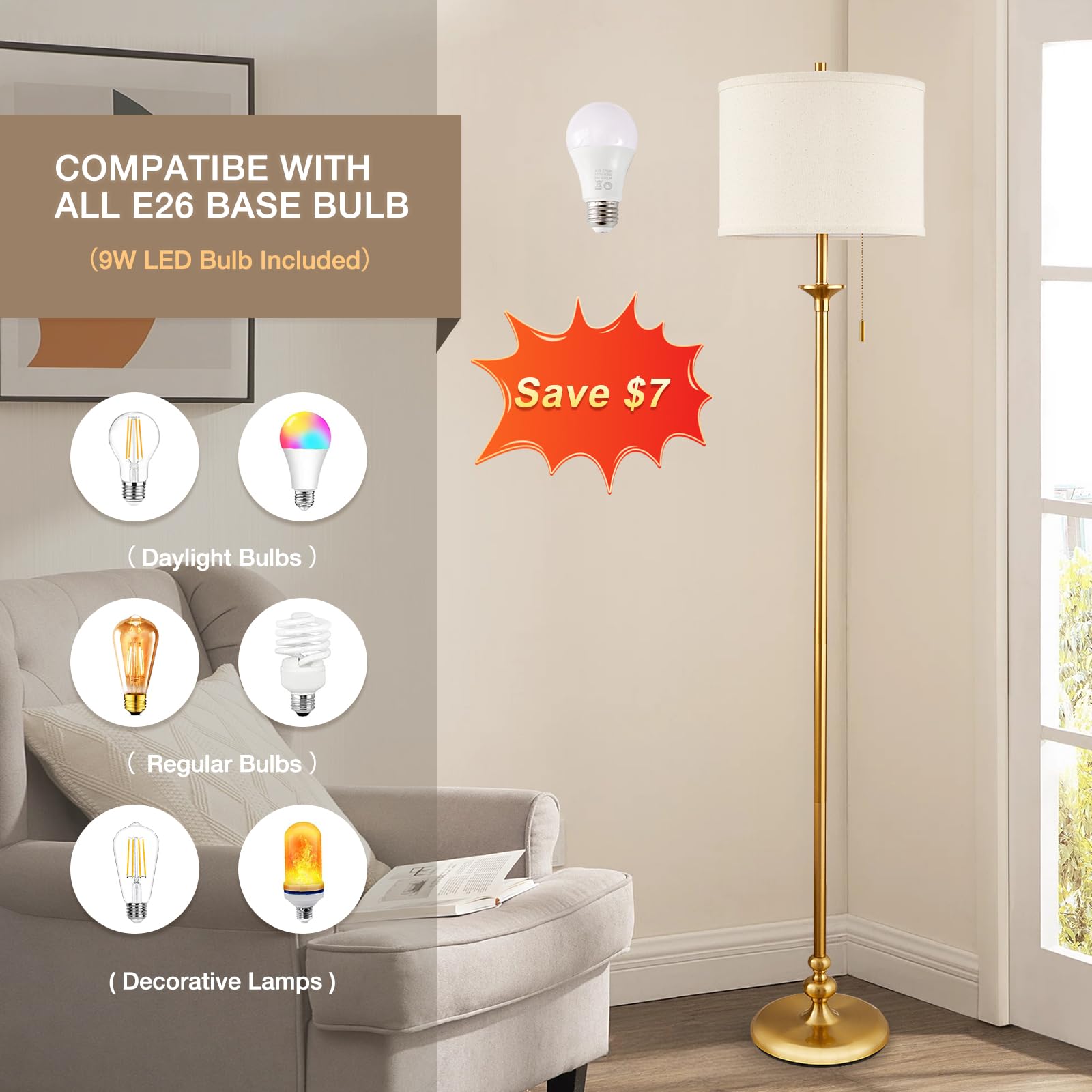 Luvkczc floor lamp in a living room setup boosts ambient lighting