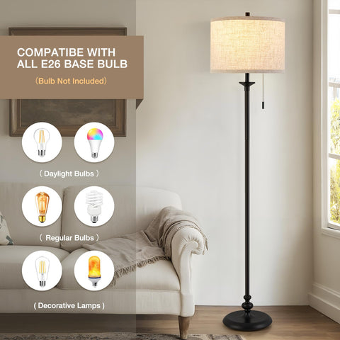 Luvkczc floor lamp pull-chain control for easy on/off when lounging or reading.
