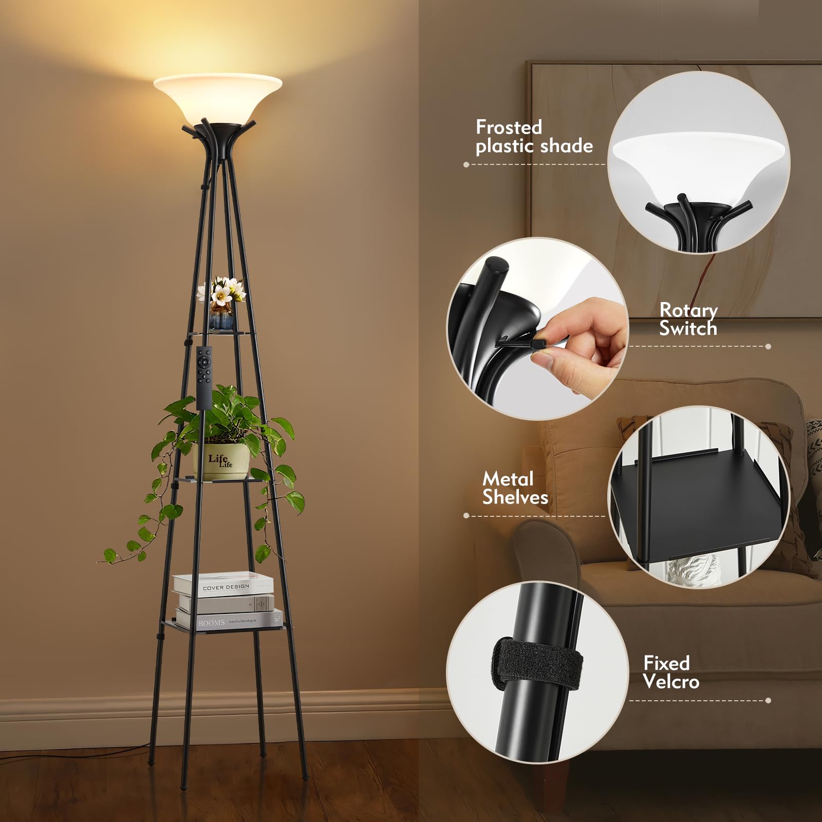 Luvkczc floor lamp remote control enabling quick brightness and color adjustments.