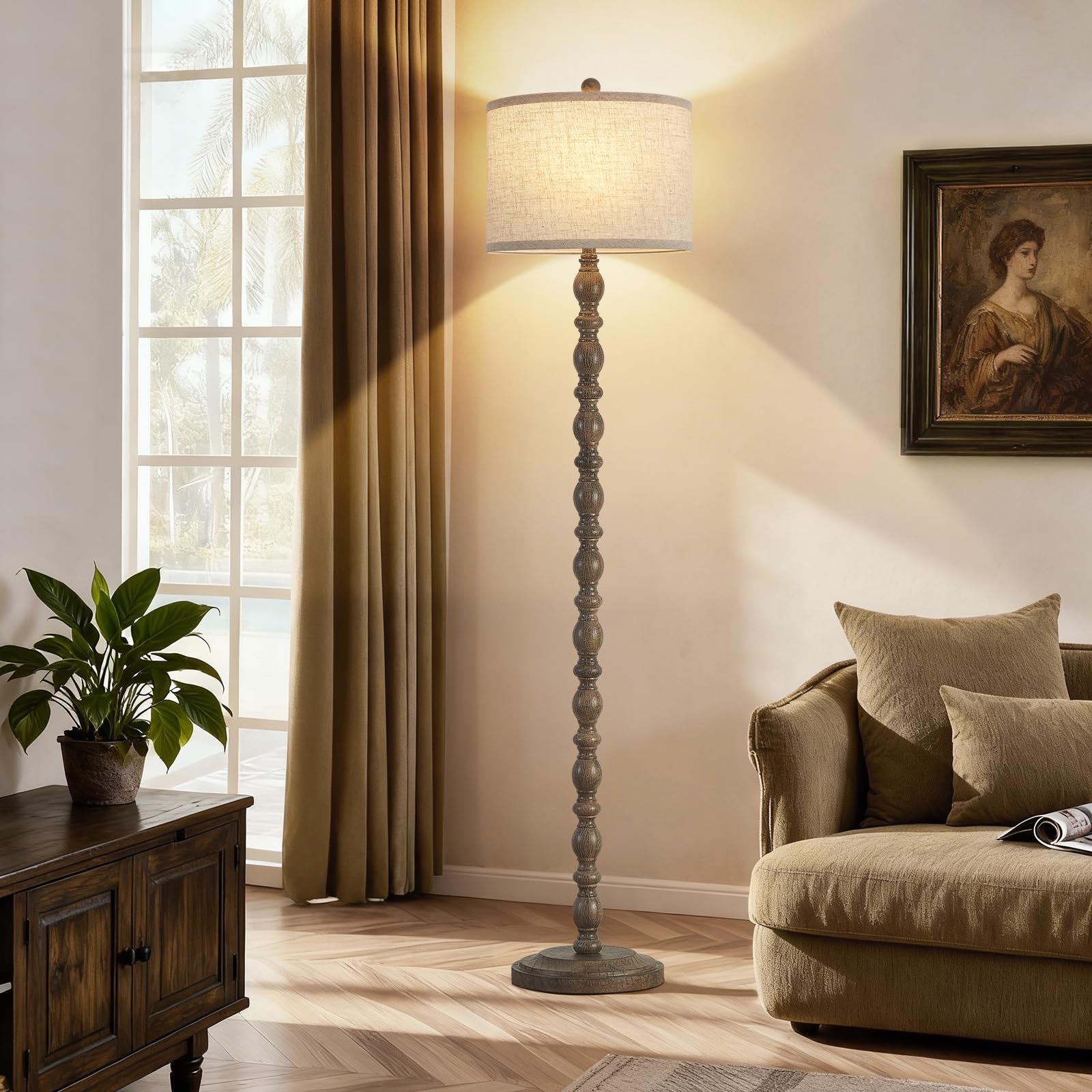 Luvkczc floor lamp uses rotary switch for quick, easy dimming.