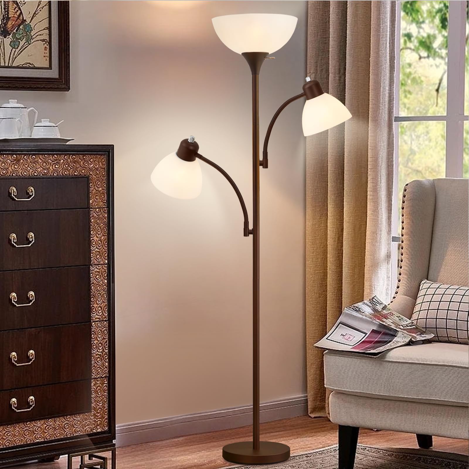 Luvkczc 72-inch tall torchiere floor lamp in a living room setup