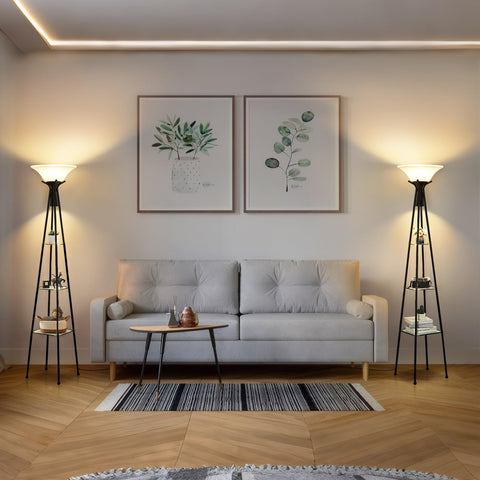 Luvkczc tall standing lamp suits modern homes with integrated storage and warm illumination.
