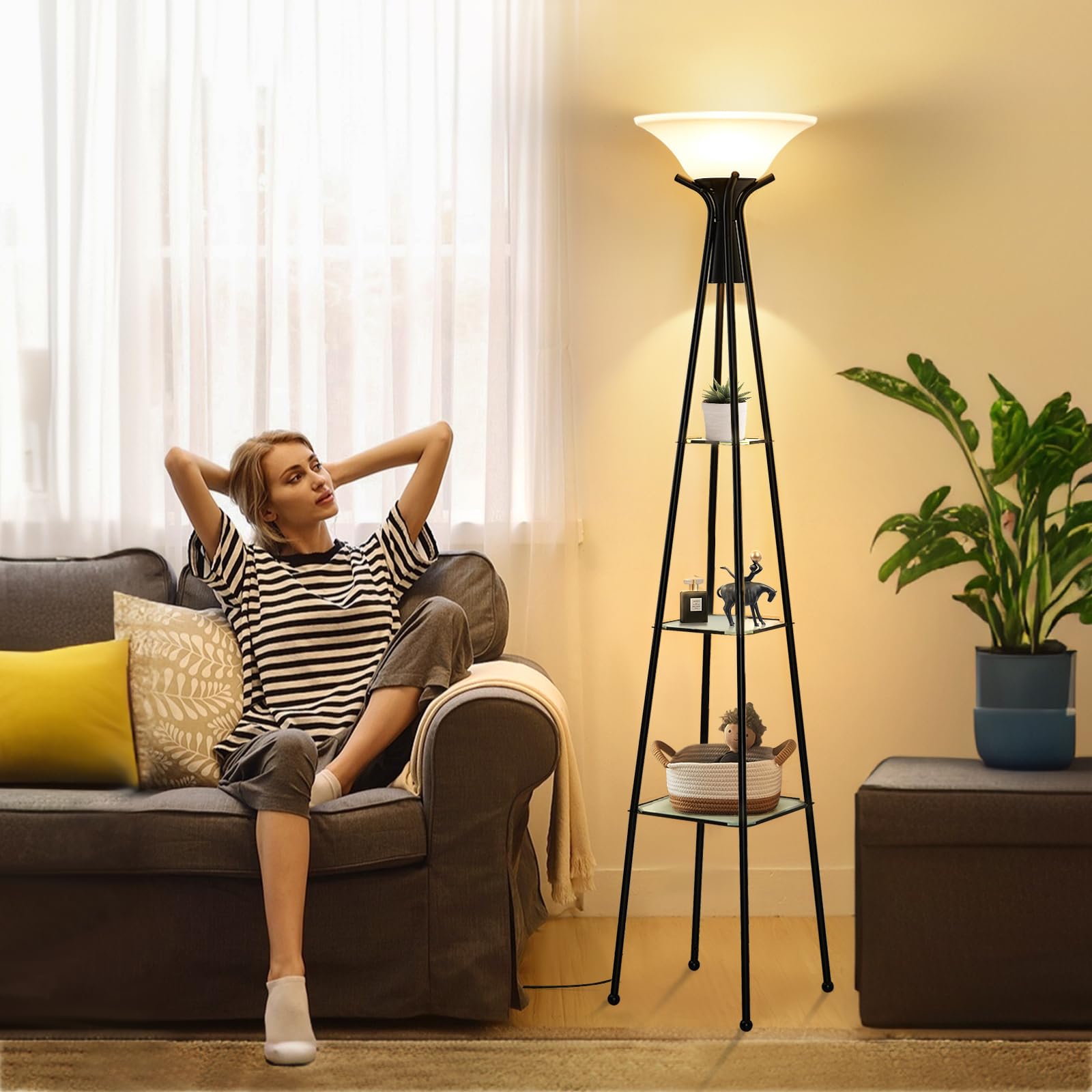 Luvkczc three-tier shelf design blends lighting with organization.