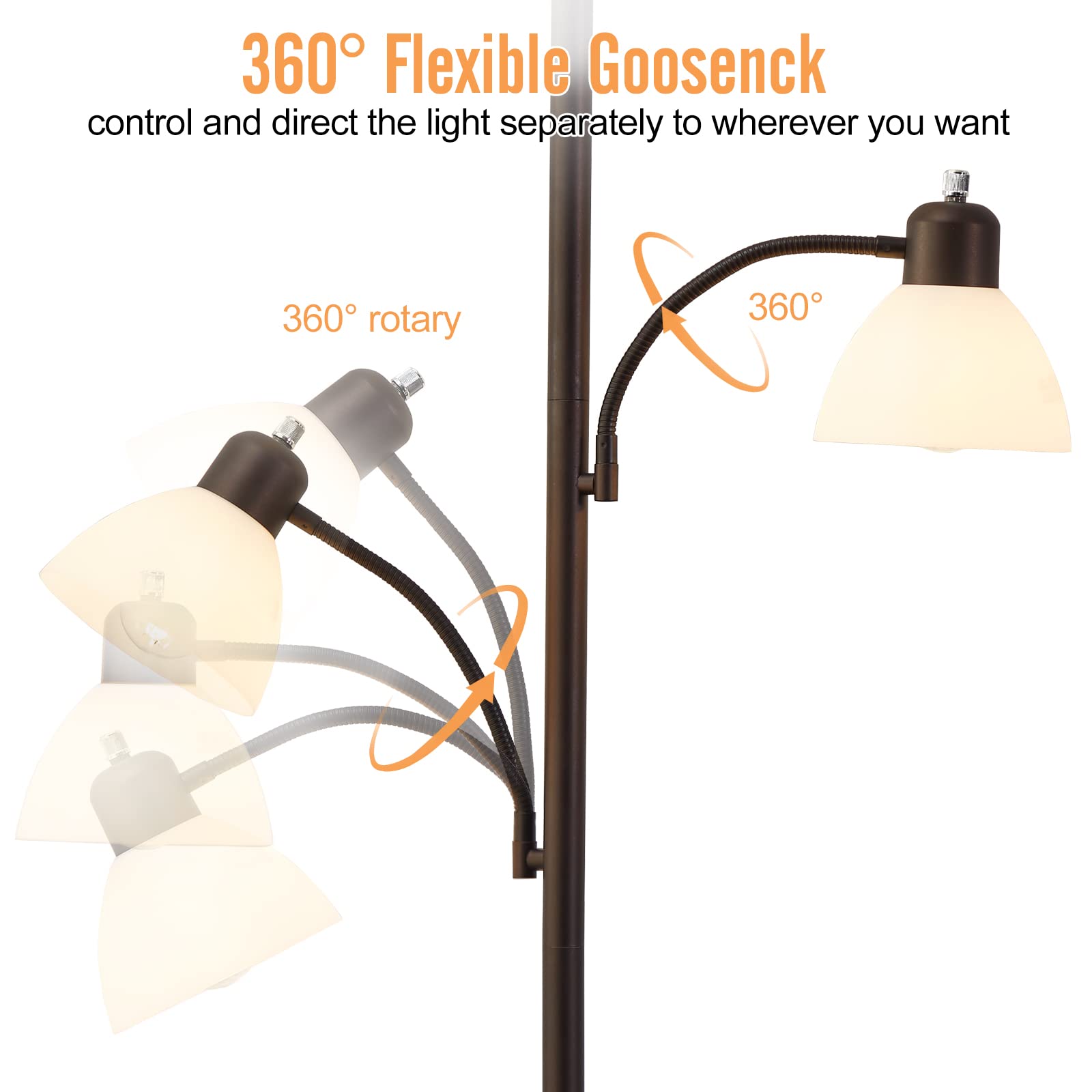 Luvkczc torchiere lamp with two reading lamps for focused tasks