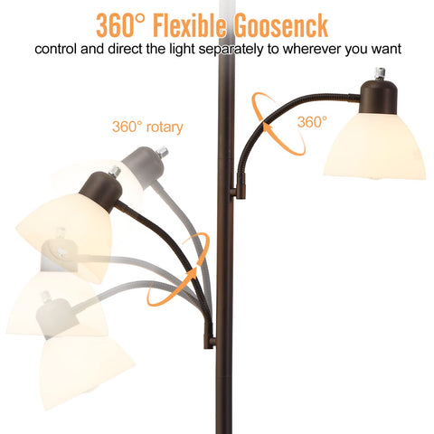 Luvkczc torchiere lamp with two reading lamps for focused tasks