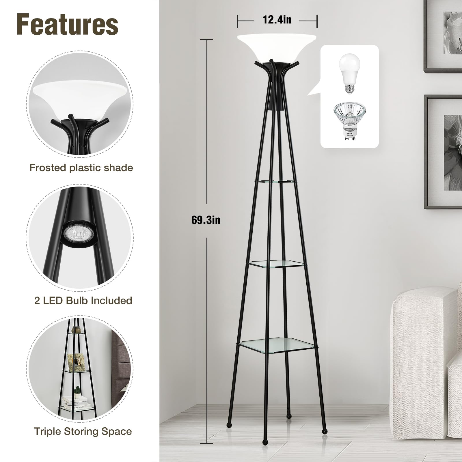 Luvkczc uplight shade delivers soft, diffused glow for cozy living room ambience.