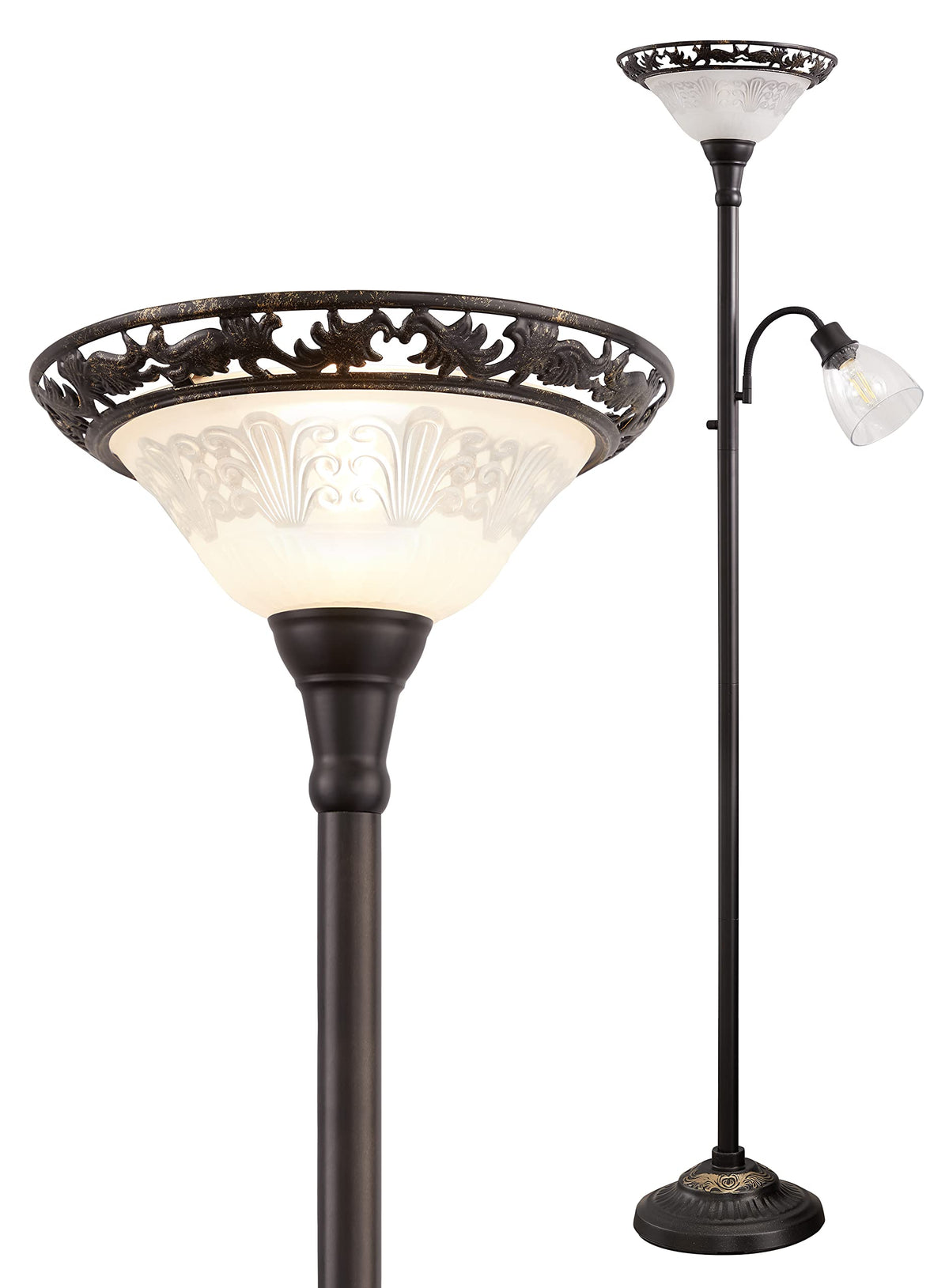 Luvkczc floor lamp with etched glass shade elevates Victorian ambience.