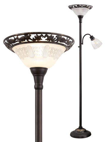 Luvkczc floor lamp with etched glass shade elevates Victorian ambience.