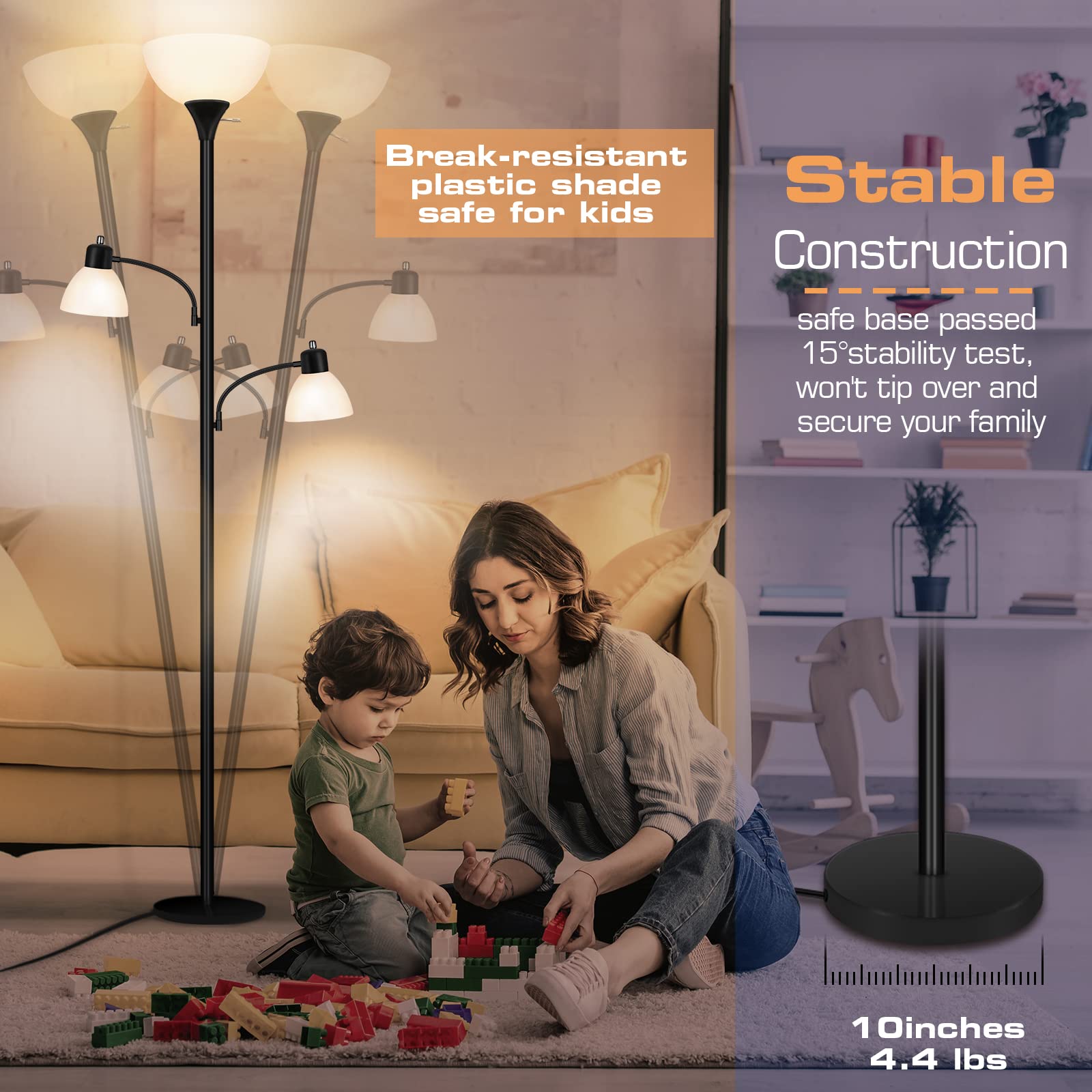 Luvkczc floor lamp emits warm 3000K light for cozy spaces.