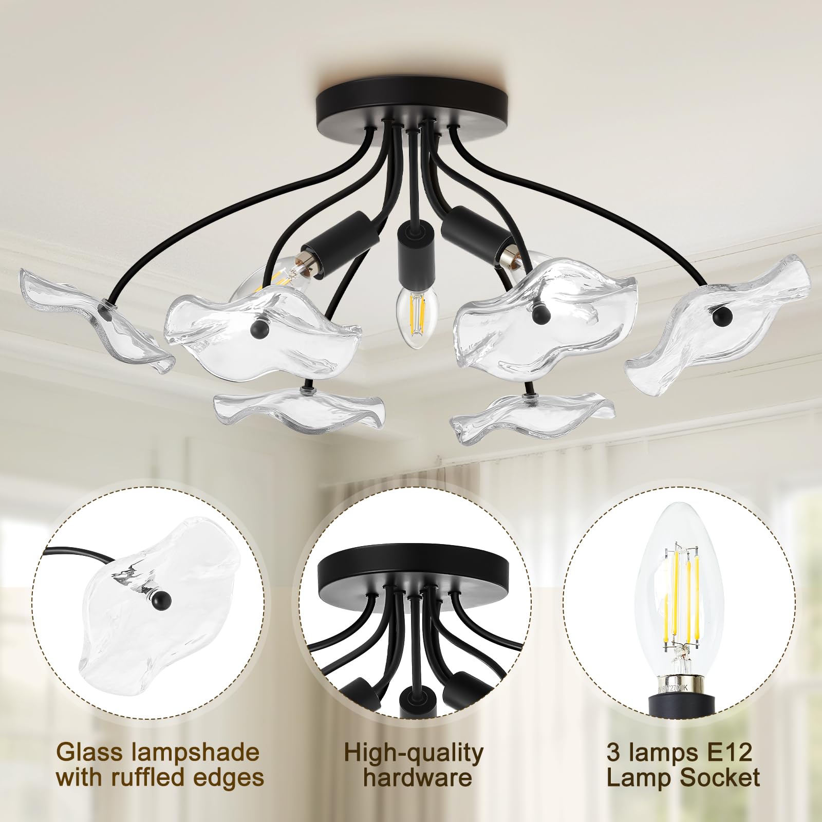 Luvkczc floral glass shade close-up highlighting safe, smooth edges.