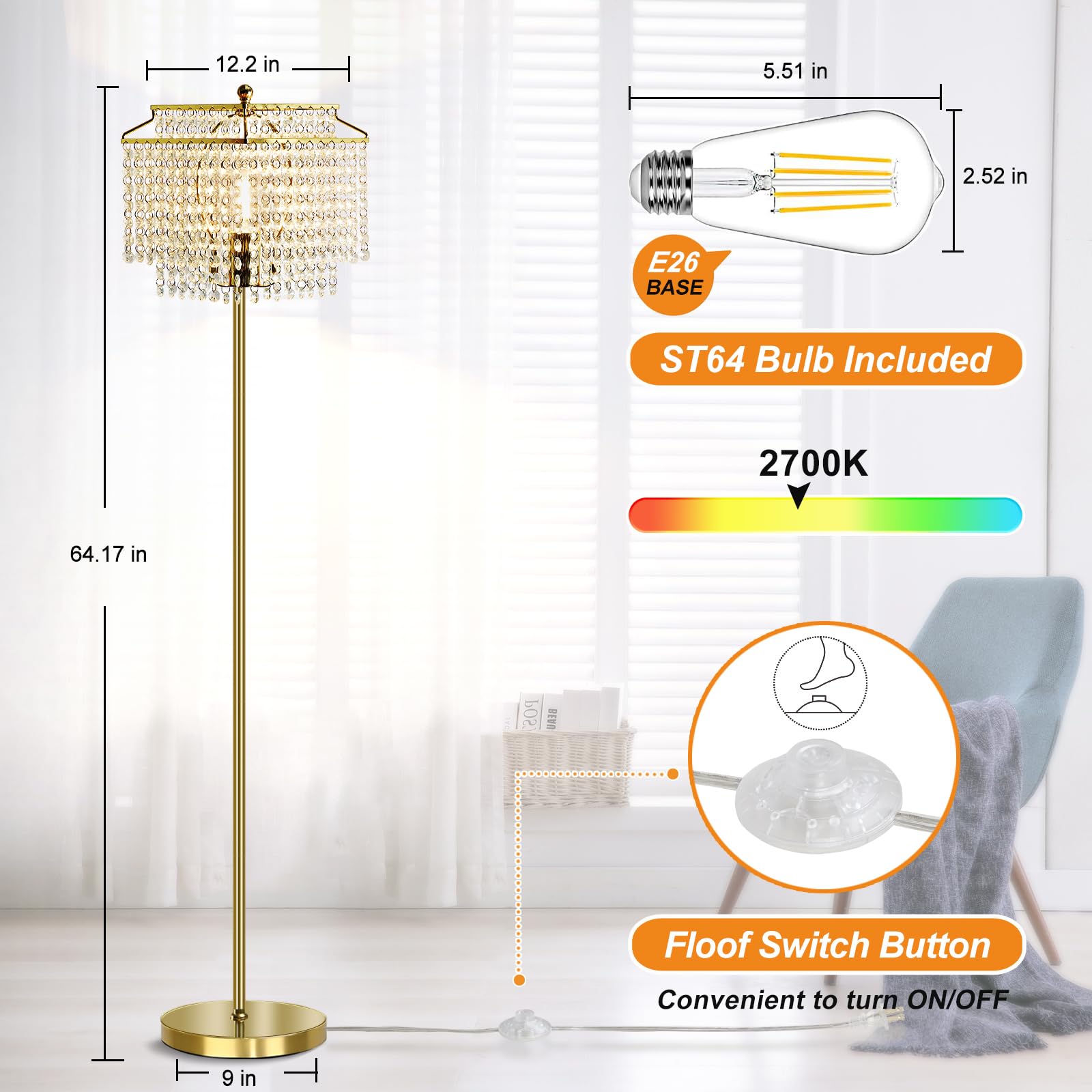 Luvkczc foot switch floor lamp easy hands-free operation