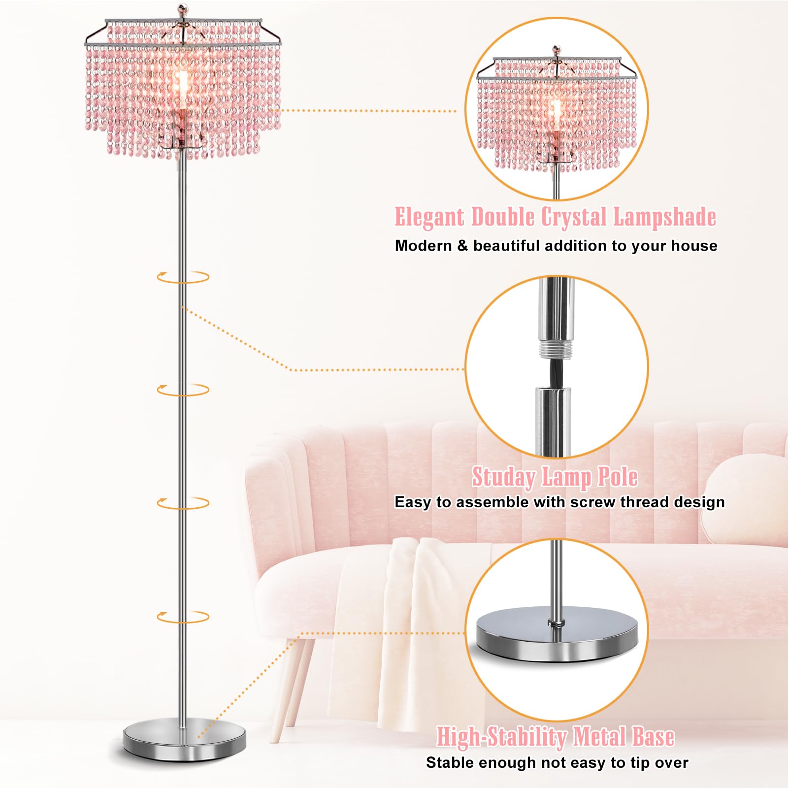Luvkczc includes an 8W LED bulb for efficient, long-lasting light.