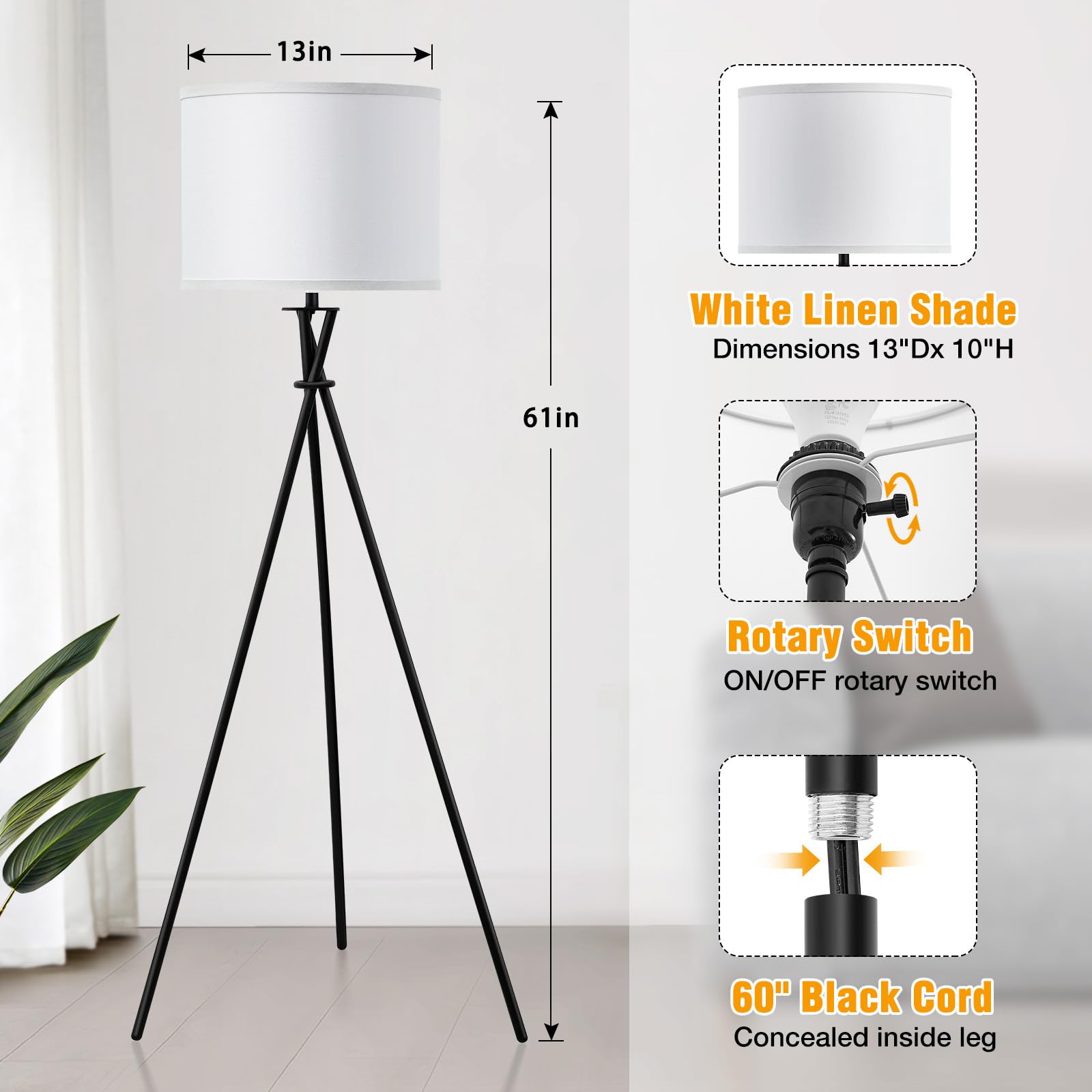 Luvkczc living-room lamp with stable three-leg base supports busy family areas.