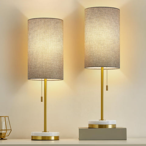 Luvkczc minimalist table lamp set 2 with grey marble base for stable bedside lighting