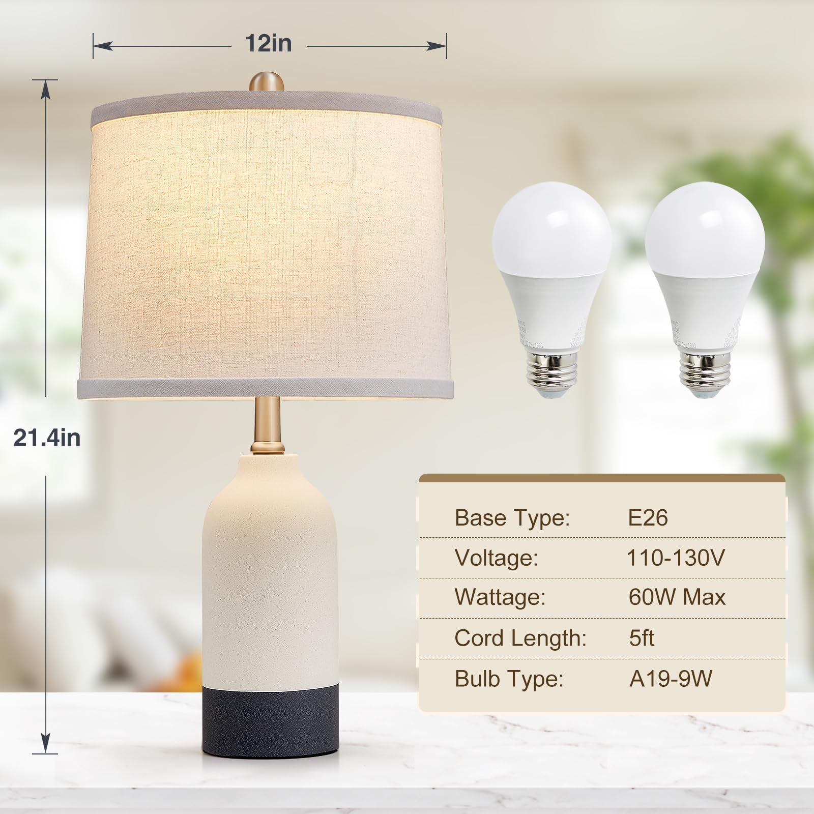 Luvkczc modern ceramic table lamp shade delivers warm to daylight tones for mood control.
