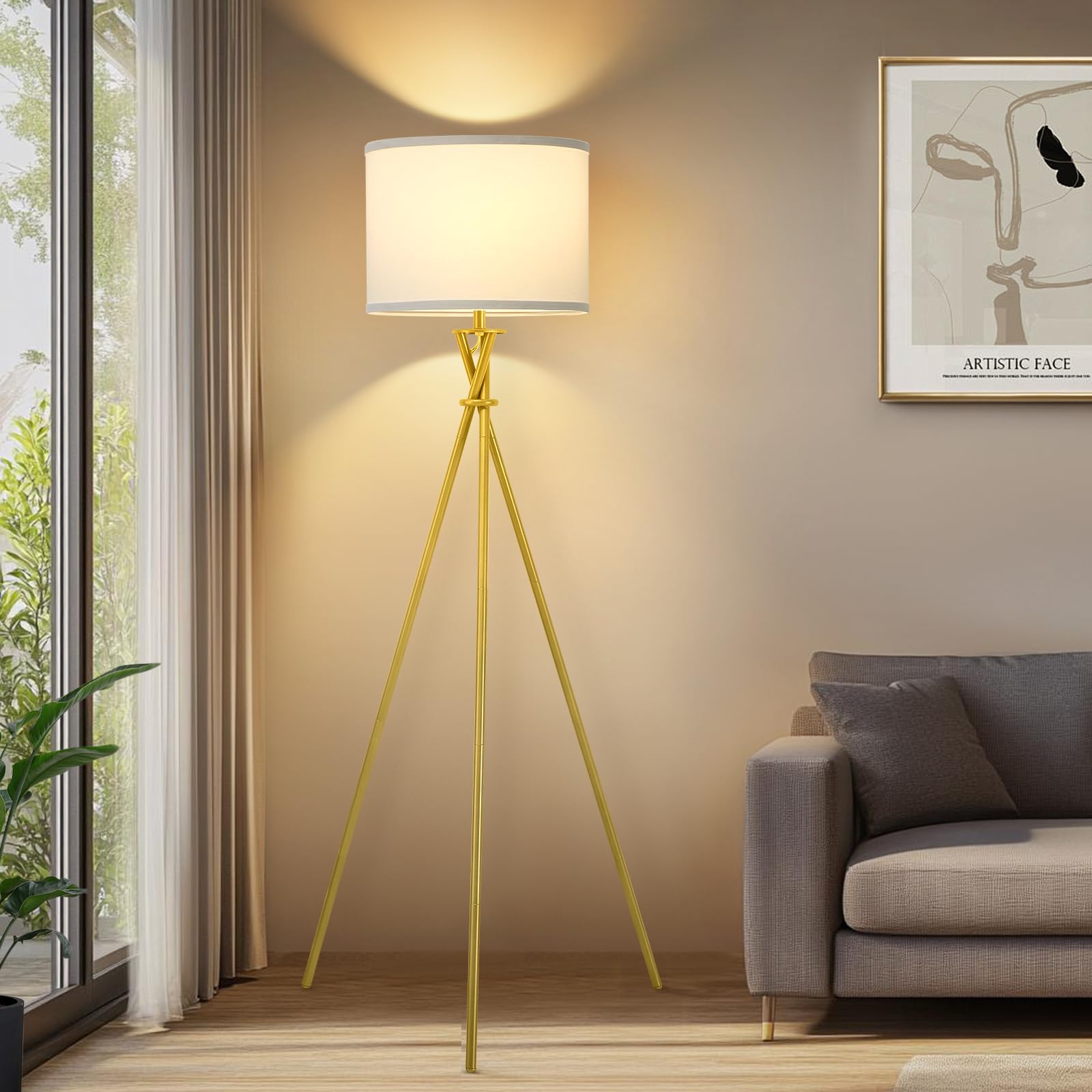 Luvkczc modern living room floor lamp enhances contemporary décor.