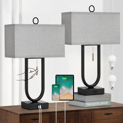 Luvkczc nightstand lamp base with ports offers stable bedside lighting.