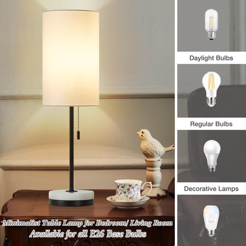 Luvkczc nightstand lamp with fabric shade blends with diverse decors.