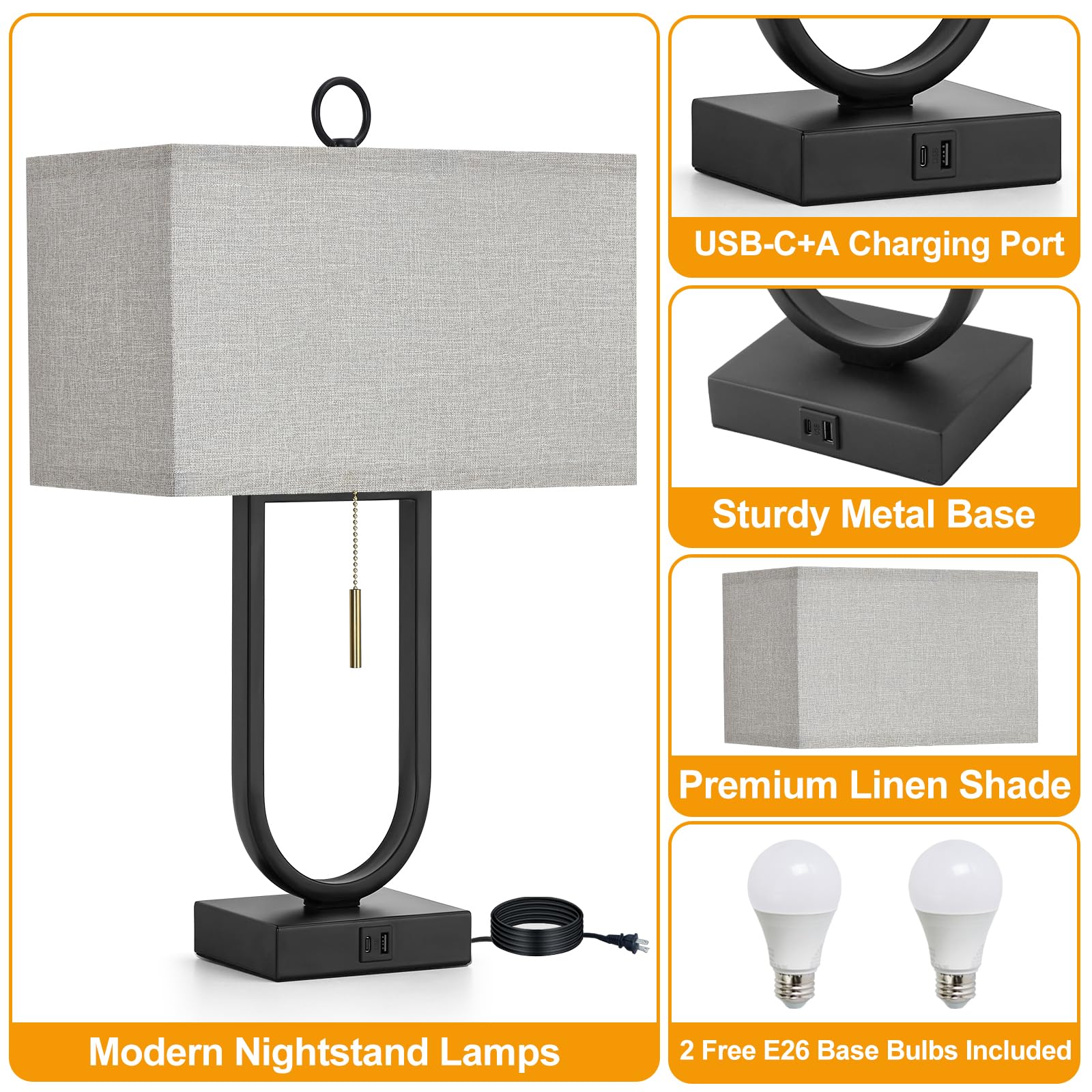 Luvkczc lamp USB ports charge devices anytime, even when off.
