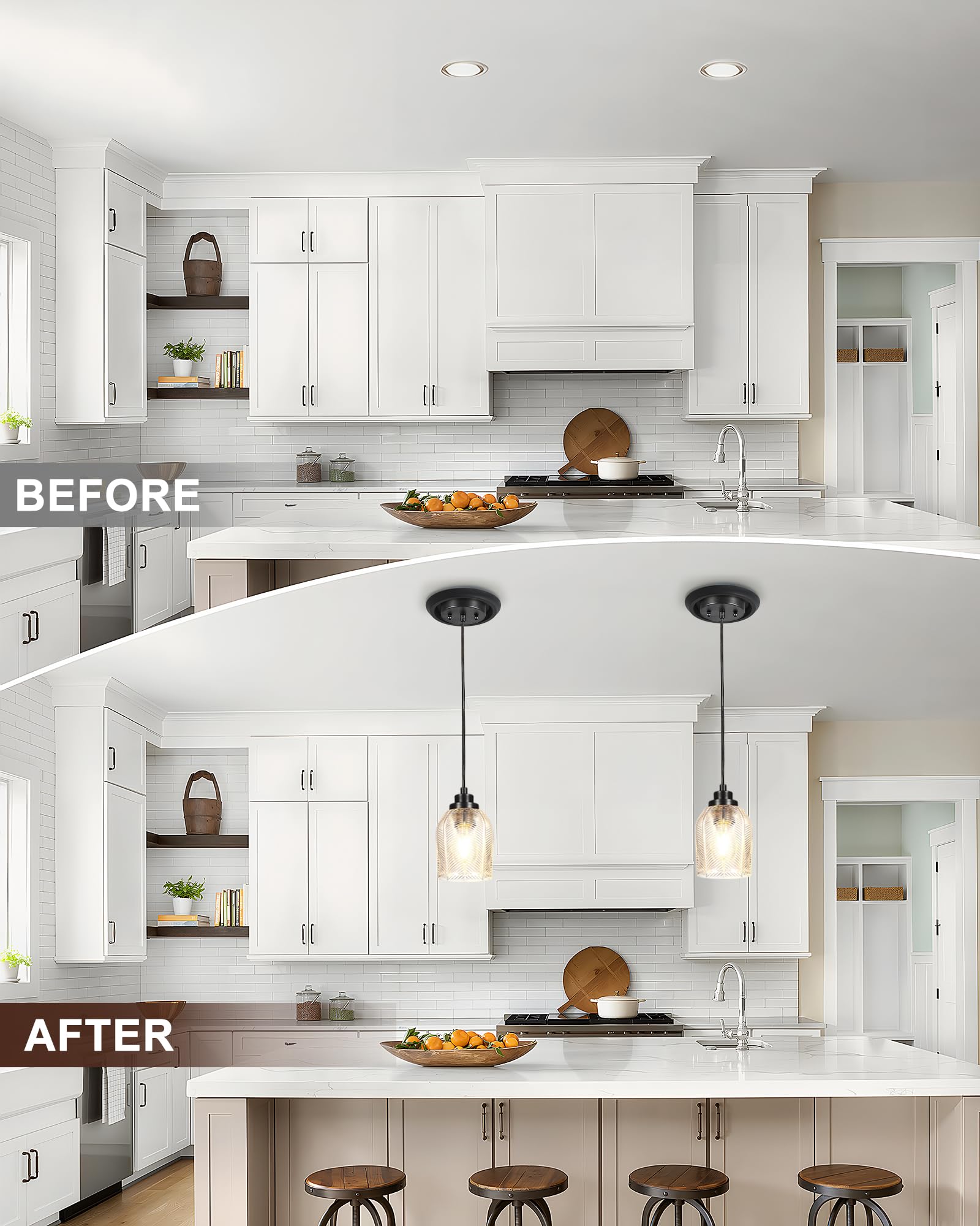 Luvkczc pendant-light upgrade kit transforming recessed cans into stylish hanging lights.