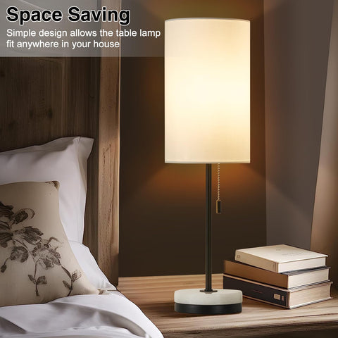 Luvkczc pull-chain bedside lamp provides quick control at night.