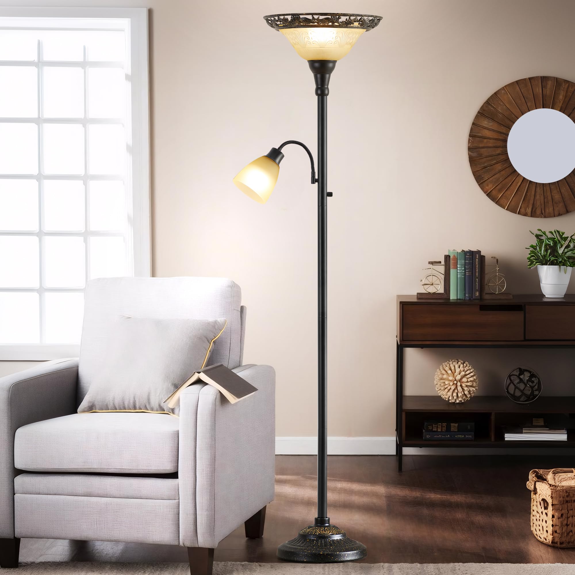 Luvkczc torchiere frosted shade provides soft ambient light