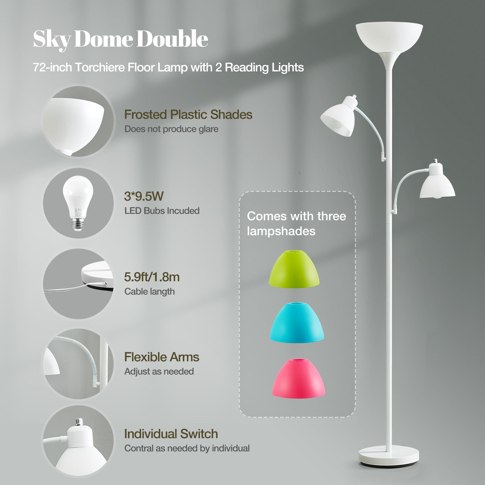 Luvkczc torchiere lamp with reading lights ideal for cozy reading corners