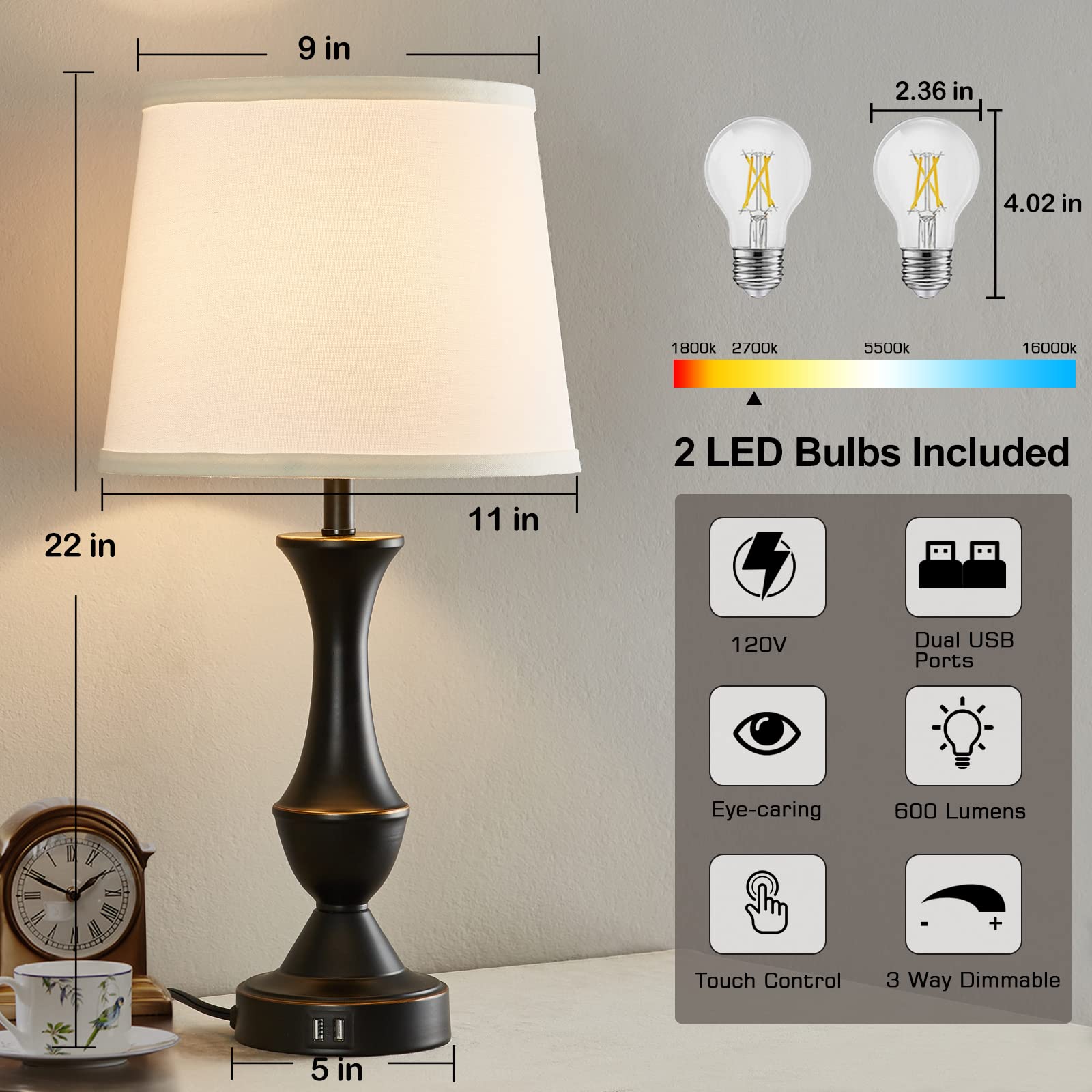 Luvkczc touch table lamps easy 6-step assembly for quick setup