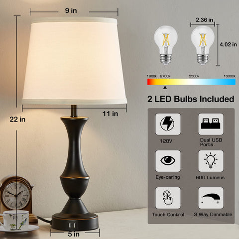 Luvkczc touch table lamps easy 6-step assembly for quick setup