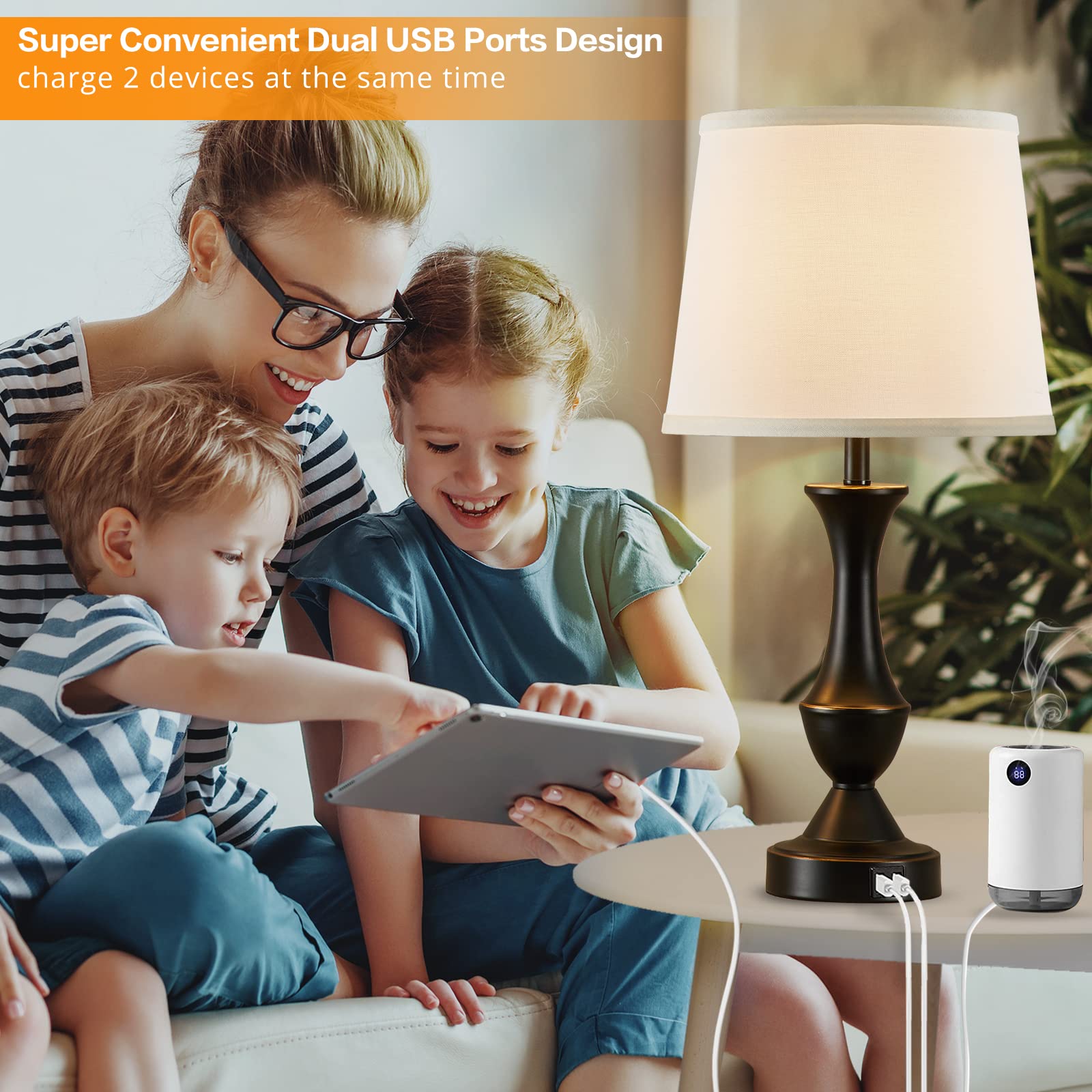 Luvkczc touch table lamps soft light reduces glare for reading