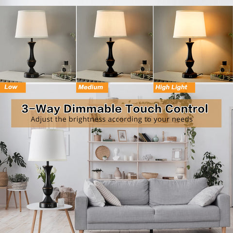 Luvkczc touch table lamps dual USB ports enable two-device charging