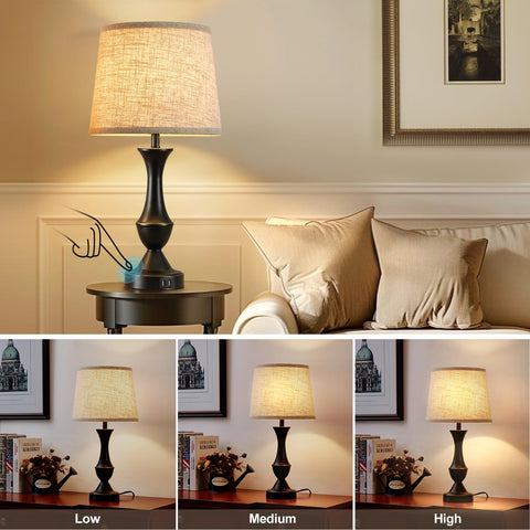 Two energy-saving LED bulbs included for stable, soft warm light.