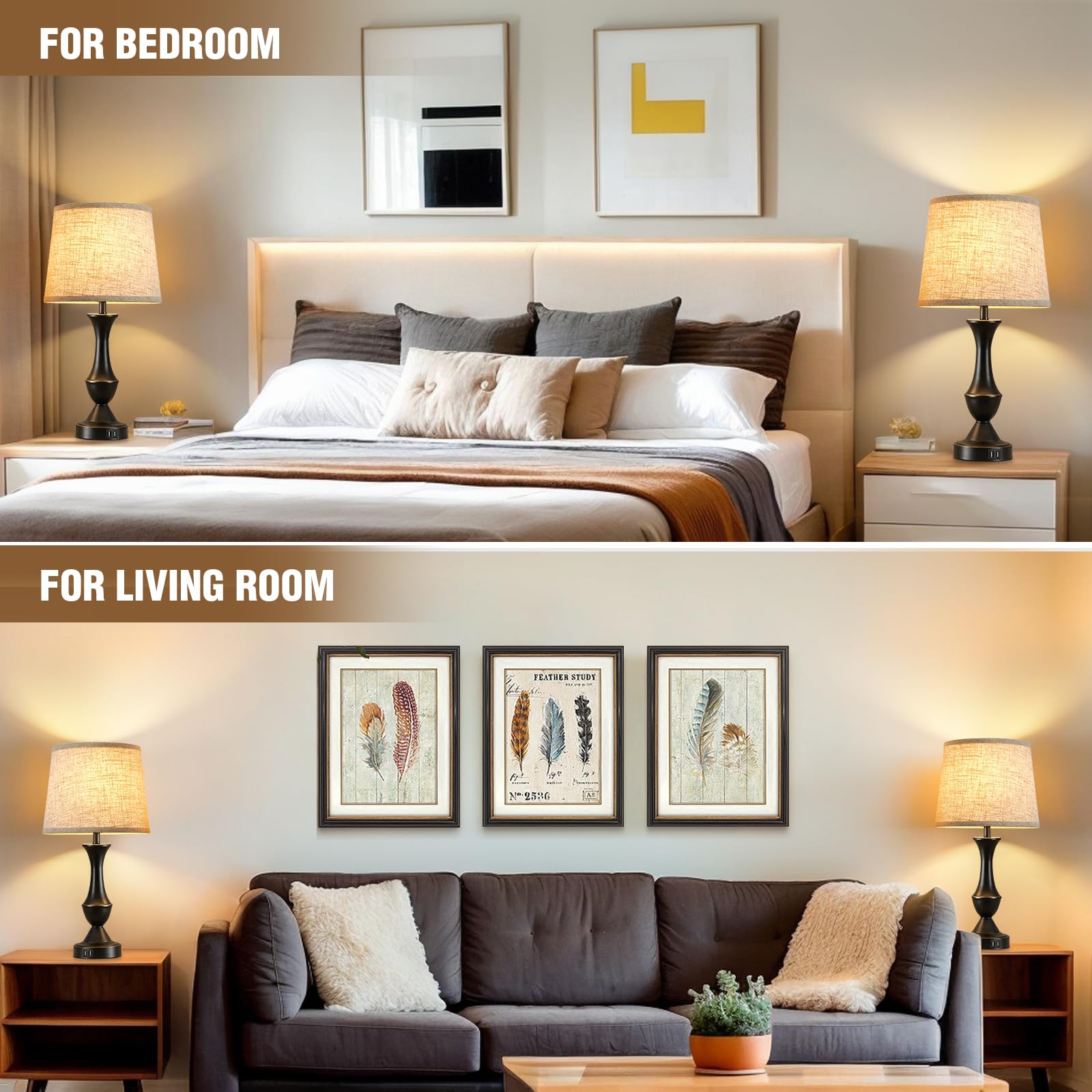 Perfect for nightstands, creating a cozy, functional lighting area.
